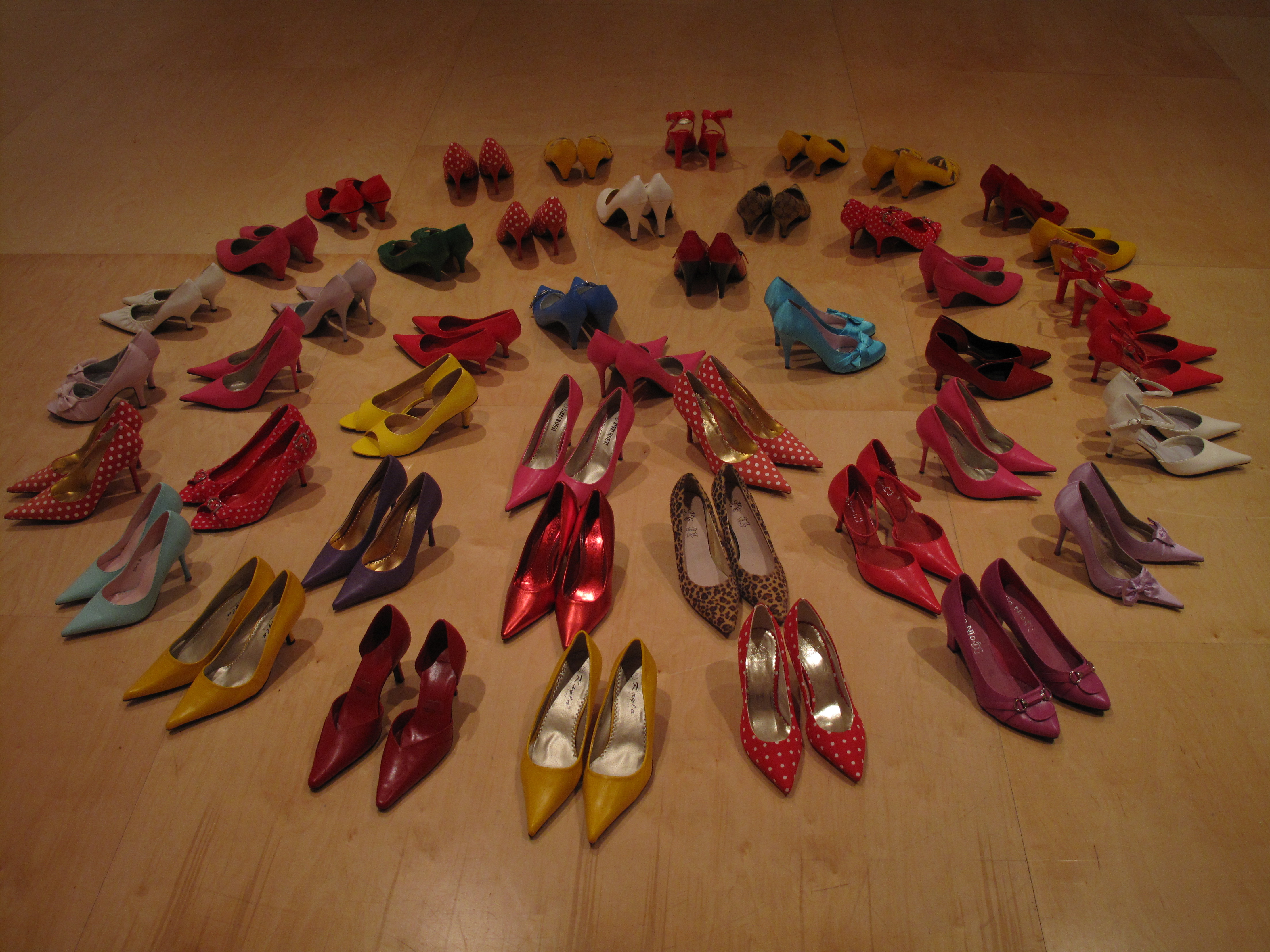 women's shoes in a circle